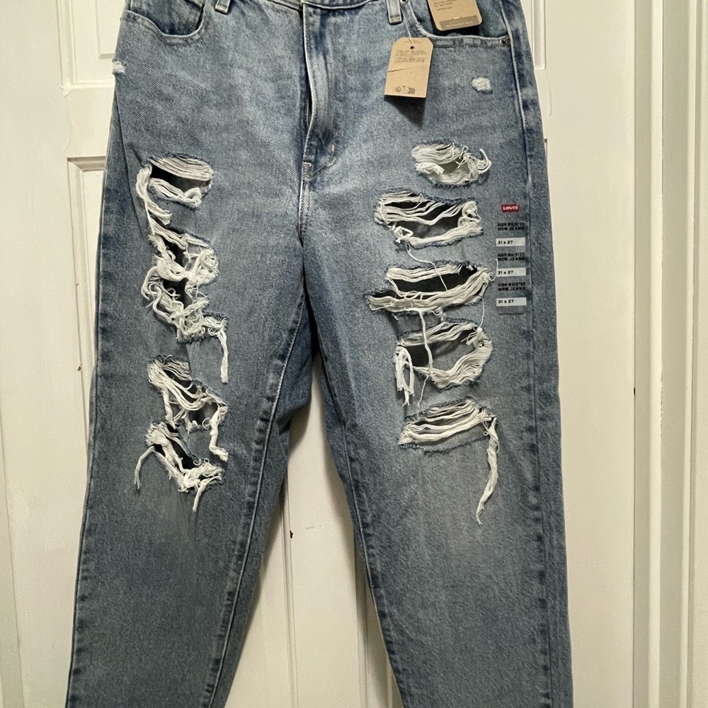 Distressed Blue Jeans